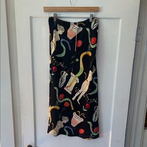 Lisa Says Gah Sandy Midi Skirt Museo Print in Nero rare art collection
